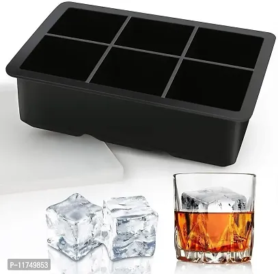 Topinon 6 Cavity Silicone Ice Cube Square Molds (1 Pcs, Black)