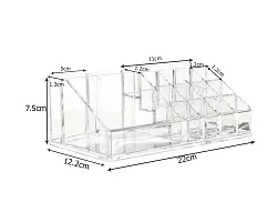 Topinon Plastic 16 Compartment Cosmetic Display Cases Makeup Lipstick Storage Organizer Holder Box, (22L x 12.2W x 7.5H) (Transparent)-thumb1