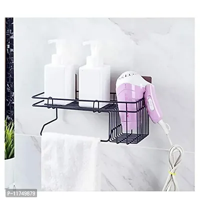 Topinon Metal Bathroom Shower Caddy, Bathroom Shelf Wall Hanging Storage Organizer Kitchen Rack with Shampoo, (Black) - (Pack of 1)-thumb2