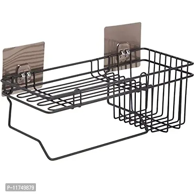 Topinon Metal Bathroom Shower Caddy, Bathroom Shelf Wall Hanging Storage Organizer Kitchen Rack with Shampoo, (Black) - (Pack of 1)-thumb3