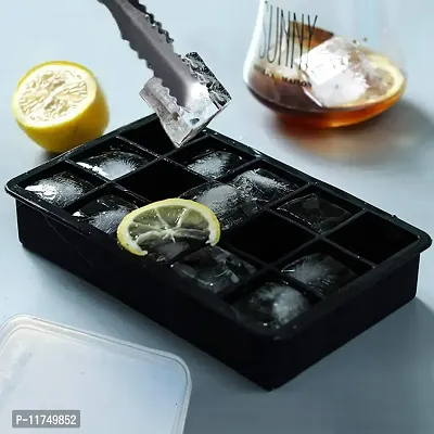 Topinon 1pc Silicone Ice Cube Trays Molds, 15 Cavities Ice Tray Black, Flexible ice Tray- 15 Cavity-thumb5