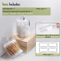 Topinon 2 Pack Qtip Holder Dispenser for Cotton Ball, Cotton Swab, Cotton Round Pads, Floss - 10 oz Clear Plastic Apothecary Jar Set for Bathroom Canister Storage Organization, Vanity Makeup Organizer-thumb1