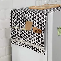 Topinon Fridge Cover Top with Pockets (130 x 55 cm) Black-thumb2