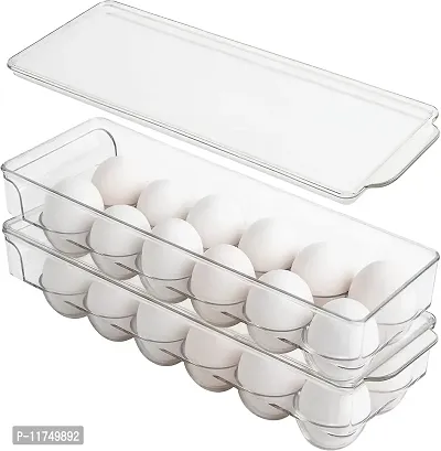 Topinon Acrylic Egg Holder BPA Free Fridge Organizer with Lid & Handles Refrigerator Storage Container 12 Egg Tray, Clear,-1pc-thumb0