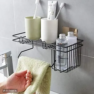 Topinon Metal Bathroom Shower Caddy, Bathroom Shelf Wall Hanging Storage Organizer Kitchen Rack with Shampoo, (Black) - (Pack of 1)