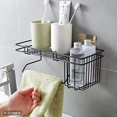 Topinon Metal Bathroom Shower Caddy, Bathroom Shelf Wall Hanging Storage Organizer Kitchen Rack with Shampoo, (Black) - (Pack of 1)-thumb0