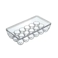 Topinon 18 Grids Stackable Clear Plastic Kitchen Refrigerator Egg Tray with Lid, Egg Holder, Refrigerator Storage Container-(Pack Of 1)-thumb1