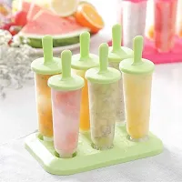 Topinon 6Pcs Popsicle Silicone Molds Home Party Supplies Ice Cream Mold Scoop Circular Popsicle Sticks Holder Ice Cube Tray Spoon-thumb2