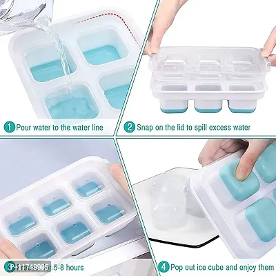 Topinon 1 Pack Ice Cube Trays - Large Square Ice Cube Molds Reusable Ice Maker with Removable Lids-thumb4