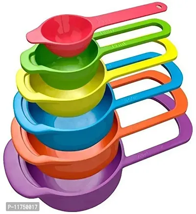 Topinon Measuring Cups and Spoons Baking Kitchen Tools Teaspoon Rainbow Colors (6 Pcs)-thumb0