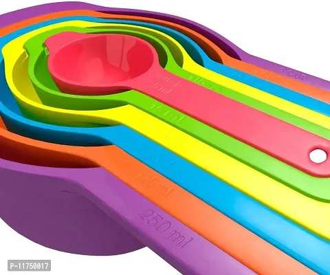 Topinon Measuring Cups and Spoons Baking Kitchen Tools Teaspoon Rainbow Colors (6 Pcs)-thumb2