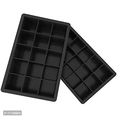 Topinon 2 Pcs 15 Cavities Silicone Ice Tray for Whiskey and Cocktail (Black - 15 Cavity)