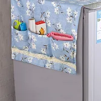 Topinon Fridge Cover Top with Pockets (,130 x 55 cm) (Blue)-thumb2