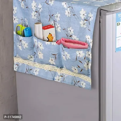 Topinon Fridge Cover Top with Pockets (,130 x 55 cm) (Blue)-thumb3