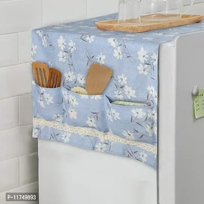 Topinon Fridge Cover Top with Pockets (Blue, 130 x 55 cm)-thumb0