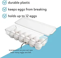 Topinon Acrylic Egg Holder BPA Free Fridge Organizer with Lid & Handles Refrigerator Storage Container 12 Egg Tray, Clear,-1pc-thumb4