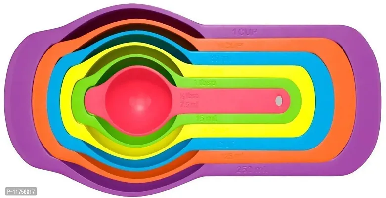 Topinon Measuring Cups and Spoons Baking Kitchen Tools Teaspoon Rainbow Colors (6 Pcs)-thumb3