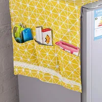 Topinon Refrigerator Cover Fridge Cover Top with Pockets, 130 x 55 cm, Yellow-thumb1