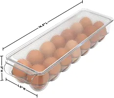 Topinon Acrylic Egg Holder with Lid & Handles Refrigerator Storage Container 14 Egg Tray, Clear, Unbreakable-thumb4