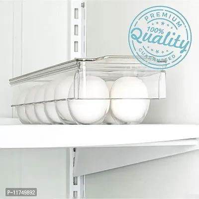 Topinon Acrylic Egg Holder BPA Free Fridge Organizer with Lid & Handles Refrigerator Storage Container 12 Egg Tray, Clear,-1pc-thumb2