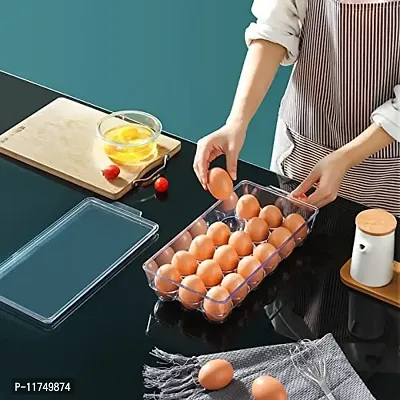 Topinon 18 Grids Stackable Clear Plastic Kitchen Refrigerator Egg Tray with Lid, Egg Holder, Refrigerator Storage Container-(Pack Of 1)-thumb4