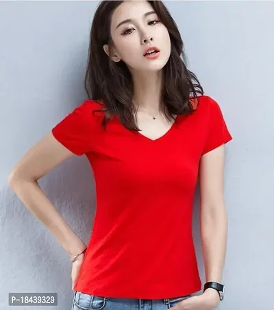 Stylish Fancy Cotton T-Shirts For Women-thumb0