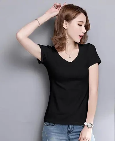 Stylish Fancy Designer Solid T-Shirts For Women