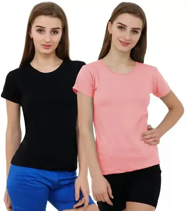 Classic Solid Tshirt for Women, Pack of 2