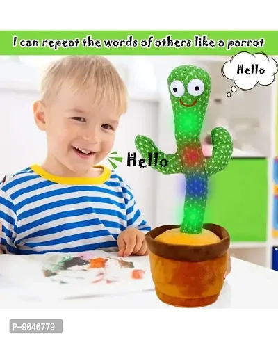 TikTok Dancing Cactus Plush Toy USB Charging,Sing 120pcs Songs,Recording,Repeats What You say and emit Colored Lights,Gifts of Fun Toys for Boys (Talking Cactus -Rechargeable)