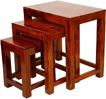 LEBONY Sheesham Wood Side End Table (Honey Finish) - Set of 3-thumb2