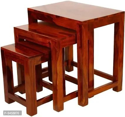 LEBONY Sheesham Wood Side End Table (Honey Finish) - Set of 3-thumb3