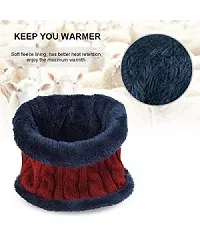 Ultra Soft Unisex | Woolen Cap for Men Woman | Scarf Knit Set for Men Women Warmer Set Knit Hat| Woolen Beanie Cap with Neck Scarf Set for Men  Women-thumb1