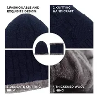 Beanie Men Women Hat Scarf Set Warm Knit Hat Thick Fleece Lined Winter Cap Neck Warmer-thumb1