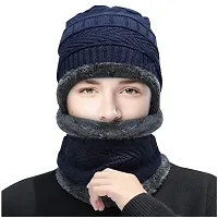 Beanie Men Women Hat Scarf Set Warm Knit Hat Thick Fleece Lined Winter Cap Neck Warmer-thumb3