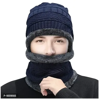 Beanie Men Women Hat Scarf Set Warm Knit Hat Thick Fleece Lined Winter Cap Neck Warmer-thumb4