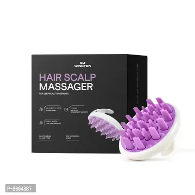 Winston Manual Scalp Massager Soft Silicone Bristles Anti Dandruff Exfoliation Relaxing Manual Shampoo Brush (White Purple)