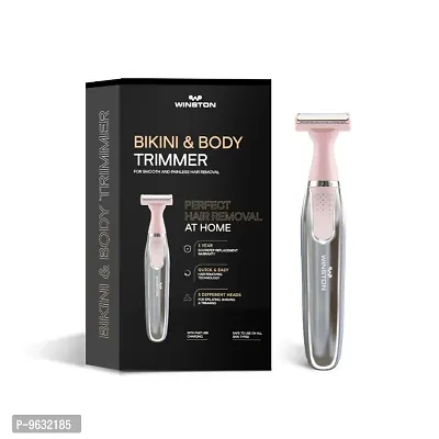WINSTON Electric Cordless 3 in 1 Body Bikini Eyebrow Trimmer Shaver Rechargeable Battery Operated Painless Portable Women Hair Removal Machine (42W Pink Silver)-thumb0