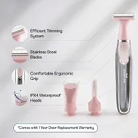 WINSTON Electric Cordless 3 in 1 Body Bikini Eyebrow Trimmer Shaver Rechargeable Battery Operated Painless Portable Women Hair Removal Machine (42W Pink Silver)-thumb1