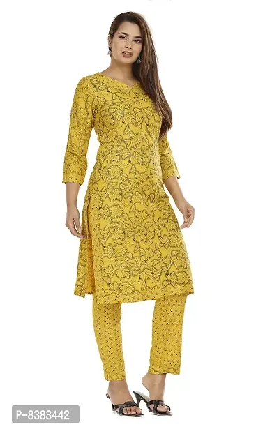 NANAK FEB Women's Rayon Kurti with Pants Set | Kurti with Palazzo Set-thumb3