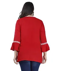 NANAK FEB Women's Rayon Regular Wear Printed Red Short Kurti/Tunic/Top for Girls-thumb1