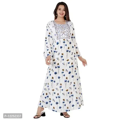 Beautiful Rayon Bell Design Sleeves Embroidery Work And Printed Anarkali Kurta For Women-thumb0