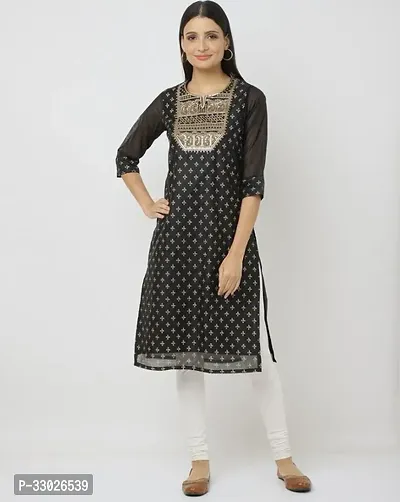 Stylish Cotton Black Printed Stitched For Women-thumb0