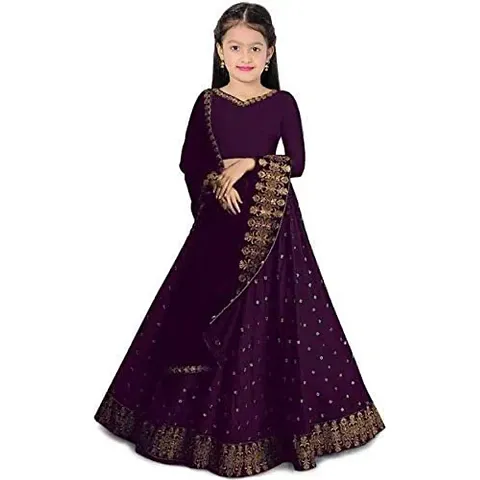 Femisha Creation Satin Embroidered Girls Lehenga Choli