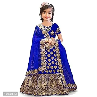 F Plus Fashion Girls Taffeta Satin Heavy Embroidered Lehenga Choli