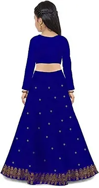 F Plus Fashion Girl's Taffeta Satin Semi-stitched Lehenga Choli Set-thumb1