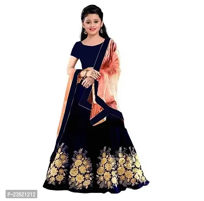 F Plus Fashion Girl's Silk Semi-stitched Lehenga Choli-thumb0