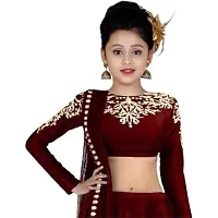 F Plus Fashion Girl's Semi-stitched Taffeta Satin Lehenga Choli-thumb1