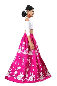 F Plus Fashion Girl's Banglory Satin Semi-Stitched Lehenga Choli (Pink, 8-13 Years)-thumb1