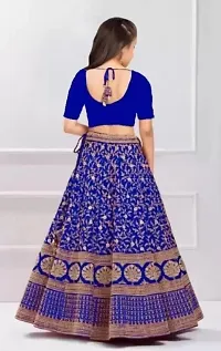 F Plus Fashion Girls Silk Embrodaried Semi Stitched Lehenga Choli With Dupatta (7-8 Years, Royal)-thumb1