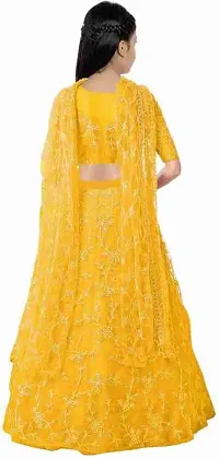 F Plus Fashion Girls Latest Designer Wedding Wear Semi Stitched Lehenga Choli (8-9 Years, Yellow)-thumb1